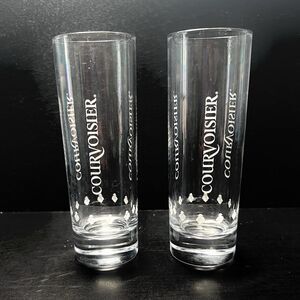 COURVOISIER Etched Whiskey/Cognac/High Ball Glasses 6" x 2” - Set of 2